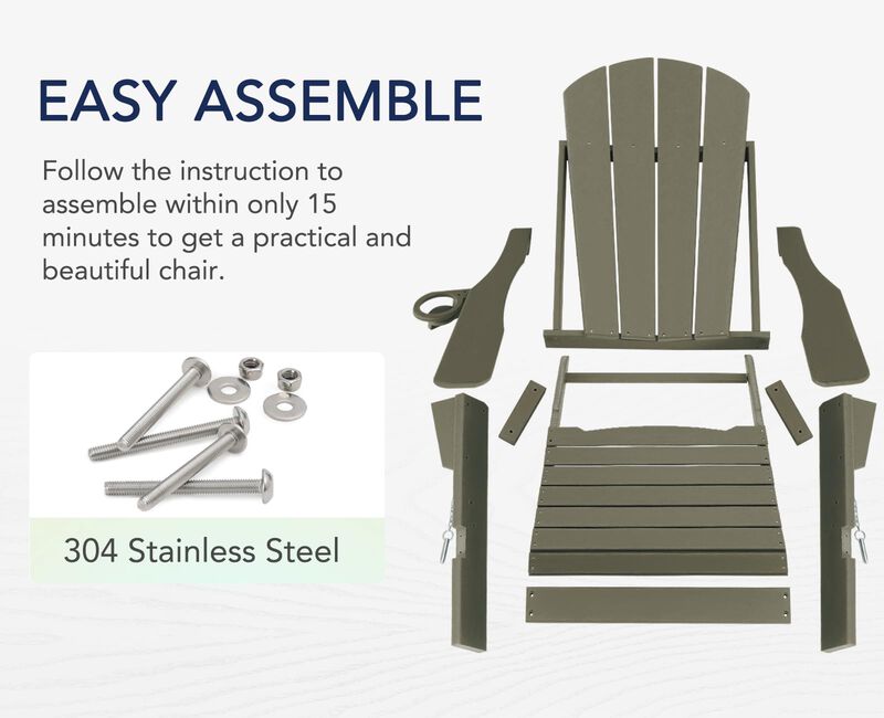 ABCPATIO Plastic Adirondack Chair - Rocking Adirondack Chairs with Cup Holder, Weather Resistant Seating for Patio, Porch, Deck,