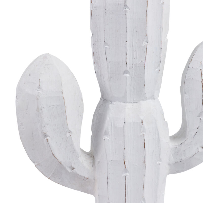14" Wooden Cactus Decor, Wht image number 4