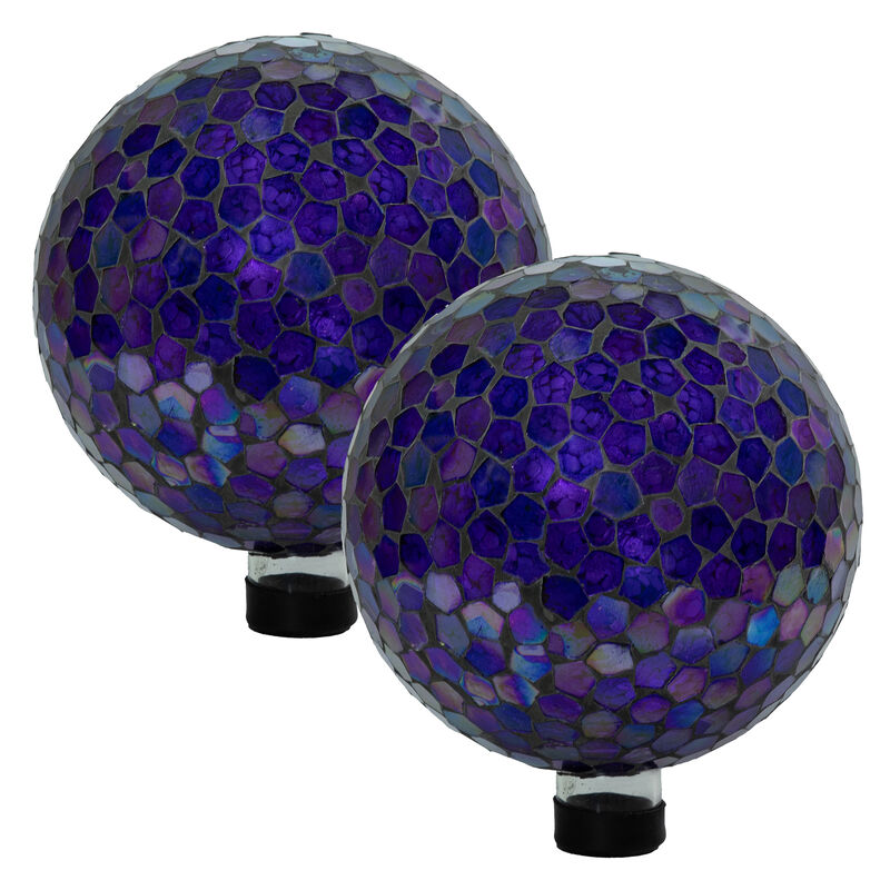 Sunnydaze Iridescent Purple Glass Mosaic Gazing Globe - 10 in - 2pk image number 0