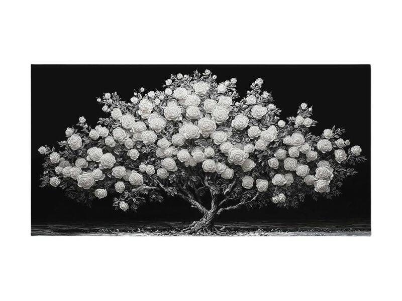Black and White Tree Canvas Wall Art Floral Decor for Living Room Bedroom image number 0