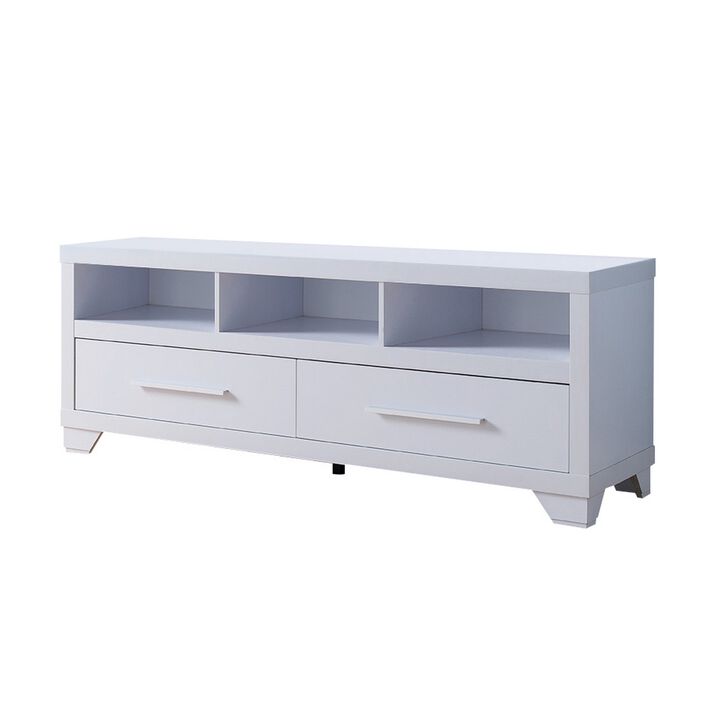 72 Inch Modern TV Entertainment Console with 2 Drawers and 3 Shelves, White-Benzara