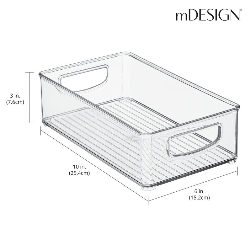 mDesign Small Plastic Kitchen Storage Container Bin with Handles, 4 Pack, Clear