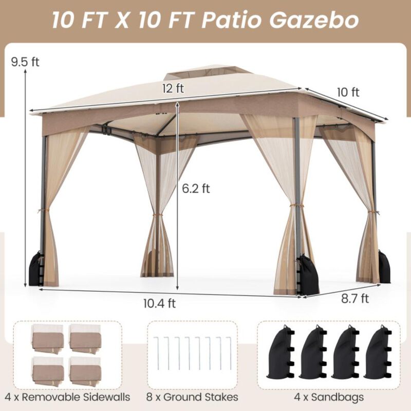 Hivvago Patio Gazebo with Netting Walls with 4 Sandbags
