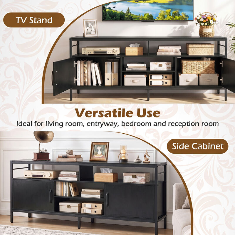 Modern TV Stand with Storage Cabinets and Adjustable Shelf image number 7