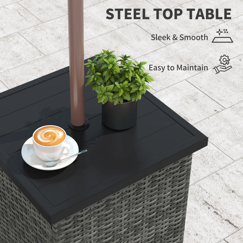 Hivvago Wicker Side Table with Umbrella Hole image number 5