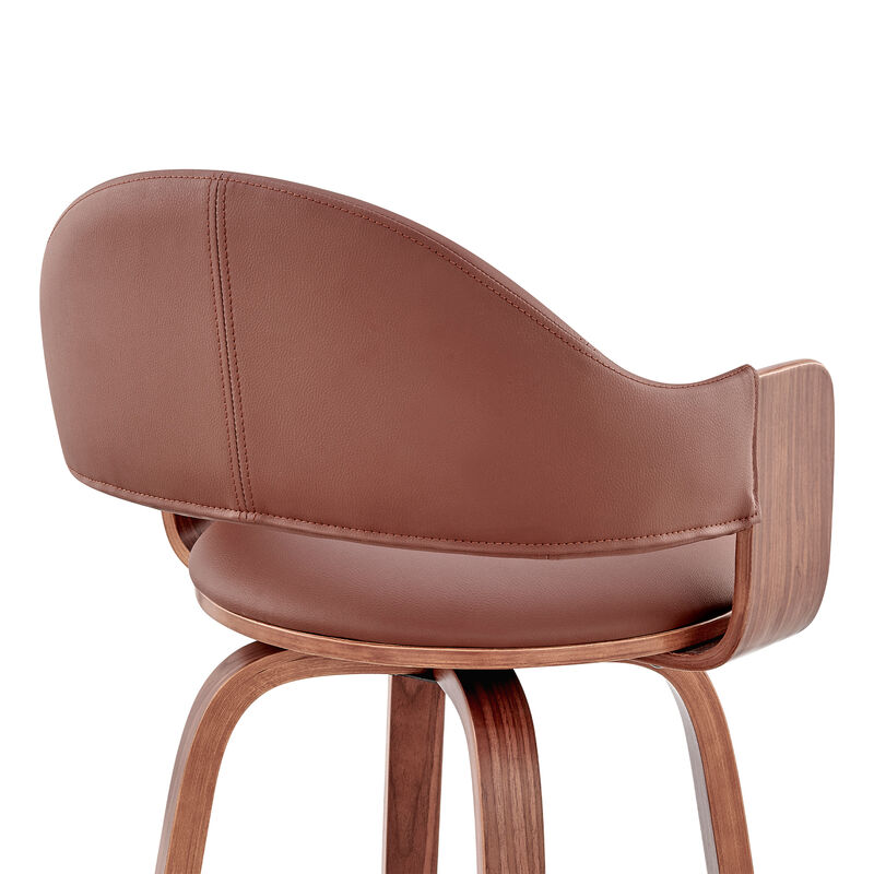 Daxton Gray Faux Leather and Walnut Wood Bar Stool image number 6