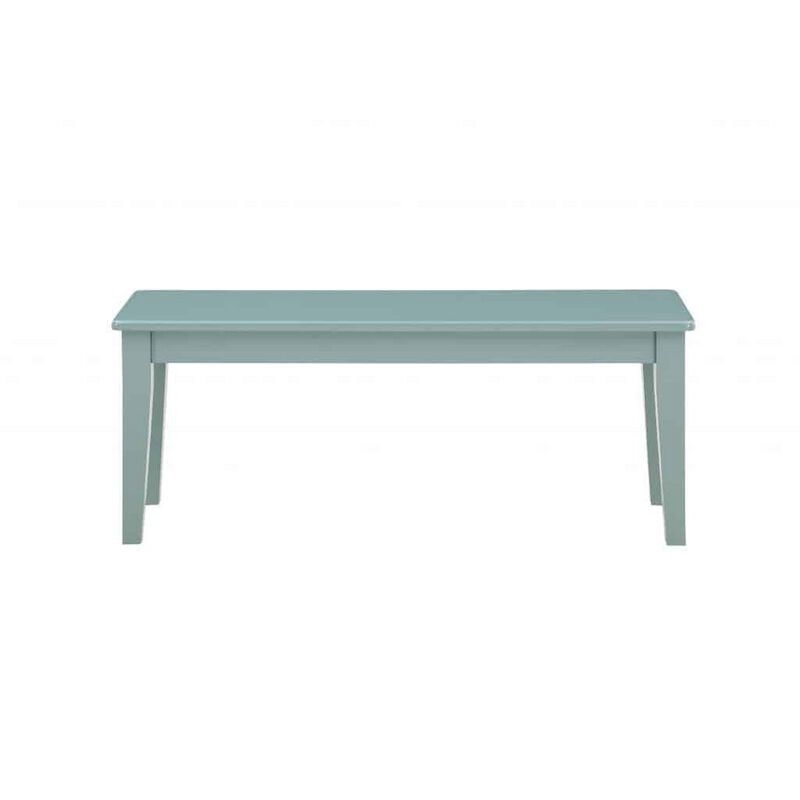 Bray 44 Inch Modern Rectangular Dining Bench, Tapered Legs, Teal Blue - Benzara