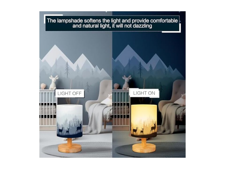 Wood Fabric Desk Lamp For Living Room Bedroom Office
