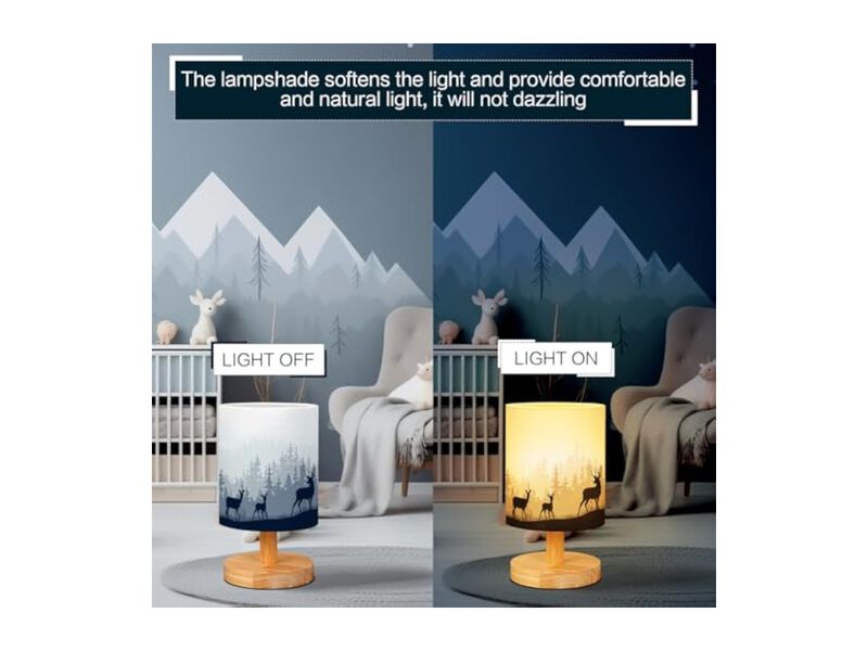 Wood Fabric Desk Lamp For Living Room Bedroom Office image number 1