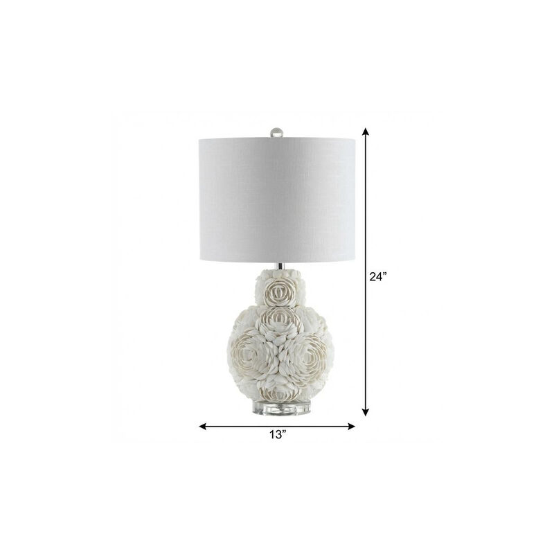 HomeRoots 24" Off White Seashell Table Lamp With White Drum Shade image number 6