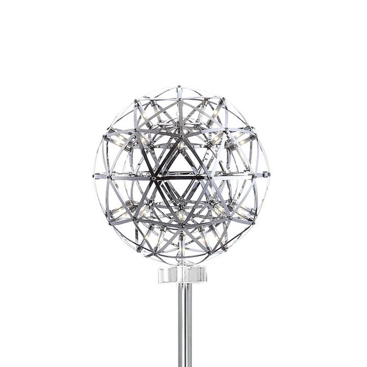Cue 72 Inch Floor Lamp, Globe Shade, Nickel Metal Frame, Round Base-Benzara