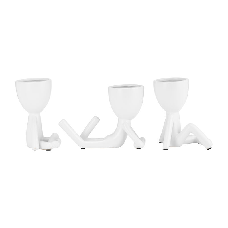 S/3 8" Sitting Humans, White image number 2