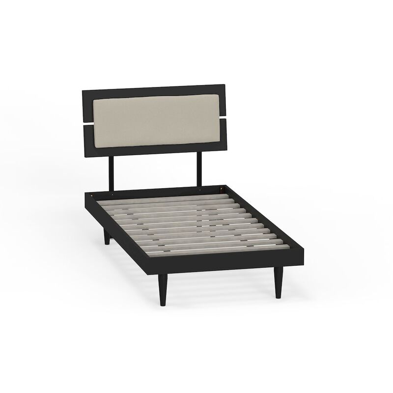 Comfort Pointe Benoni Twin Wooden Bed with Taupe Cushion Black