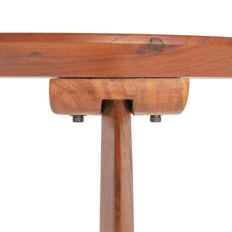 Pill-Shaped Acacia Wood Dining Table with Half-Moon Base in Black Finish image number 4