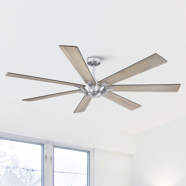 72 in. Brushed Nickel Reversible 7-Blade Ceiling Fan with Remote without Light