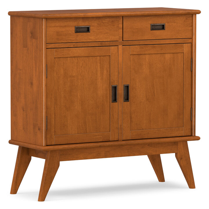Draper SOLID HARDWOOD 36 inch Wide Mid Century Modern Entryway Storage Cabinet in Teak Brown
