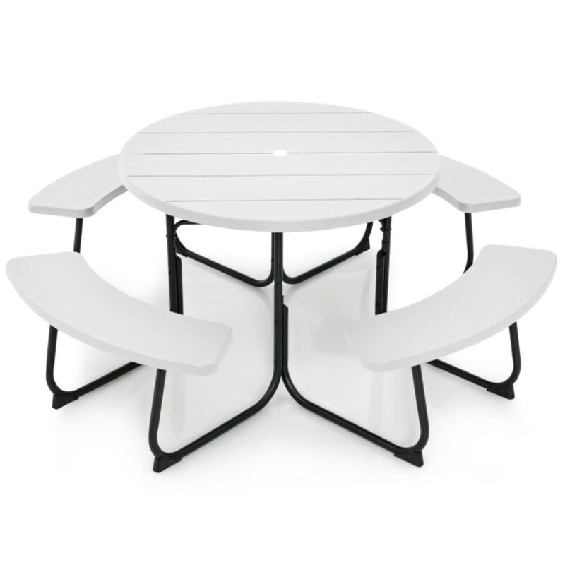 Hivvago 8-Person Outdoor Picnic Table and Bench Set with Umbrella Hole