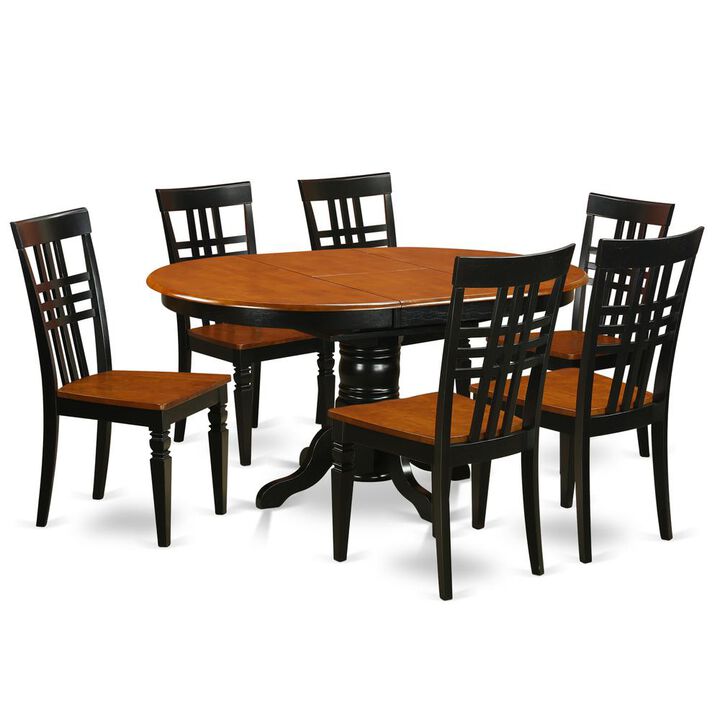 7 Pc Dinette set with a Kenley Table and 6 Dining Chairs in Black and Cherry