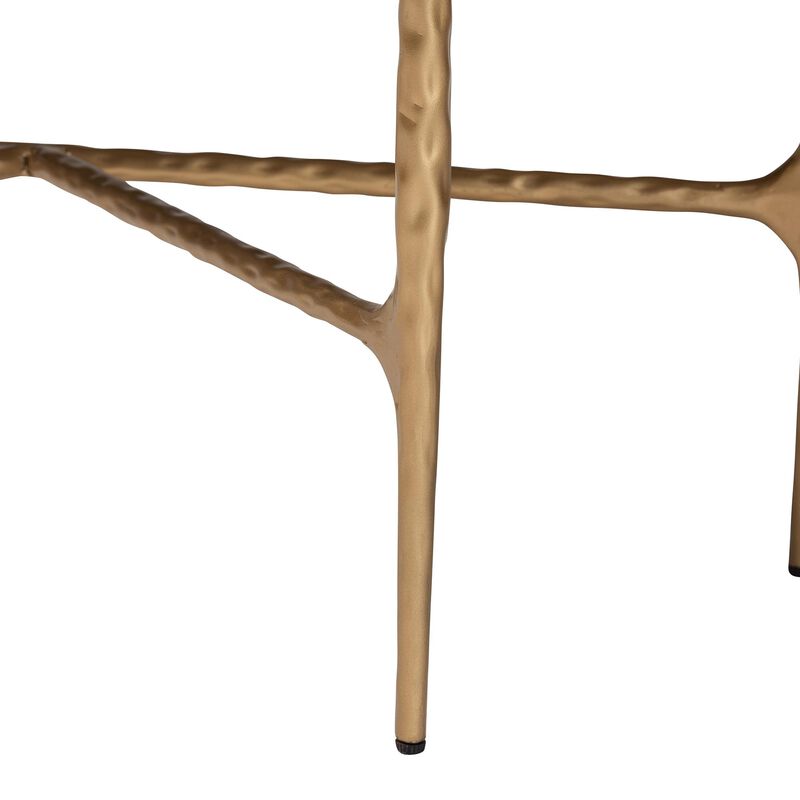 Baxton Studio Akanji Marble Console Table - Modern Rustic Accent Table with Hand-Forged Metal Frame and Half-Moon Tabletop image number 4