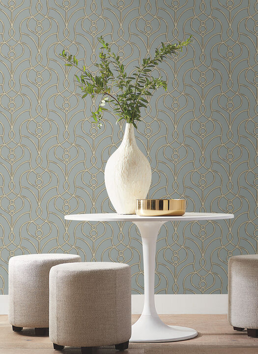Divine Trellis Dusty Blue Wallpaper