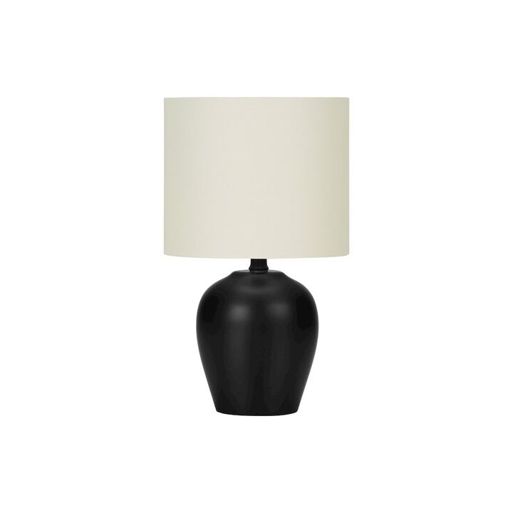 ="Lighting, 17""H, Table Lamp, Black Ceramic, Ivory / Cream Shade, Transitional