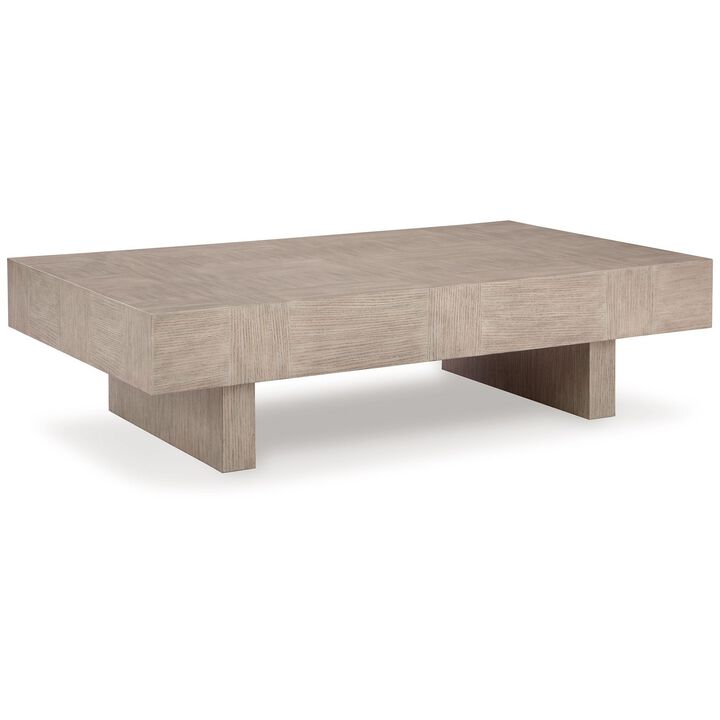 Laina Coffee Table, Light Grayish Brown Hardwood, Rectangular 60 Inch