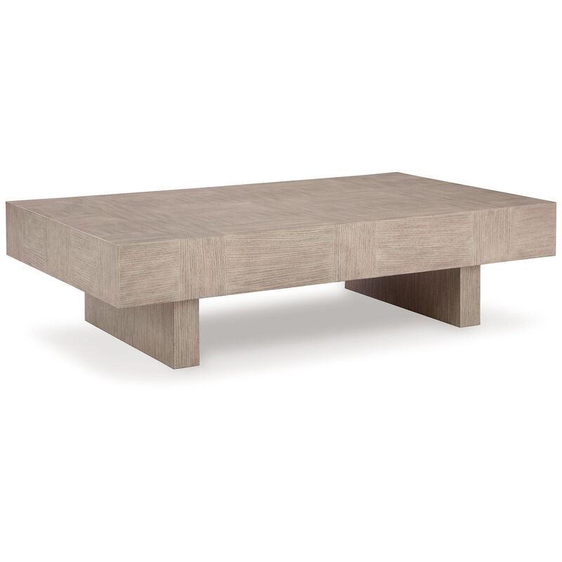 Laina Coffee Table, Light Grayish Brown Hardwood, Rectangular 60 Inch