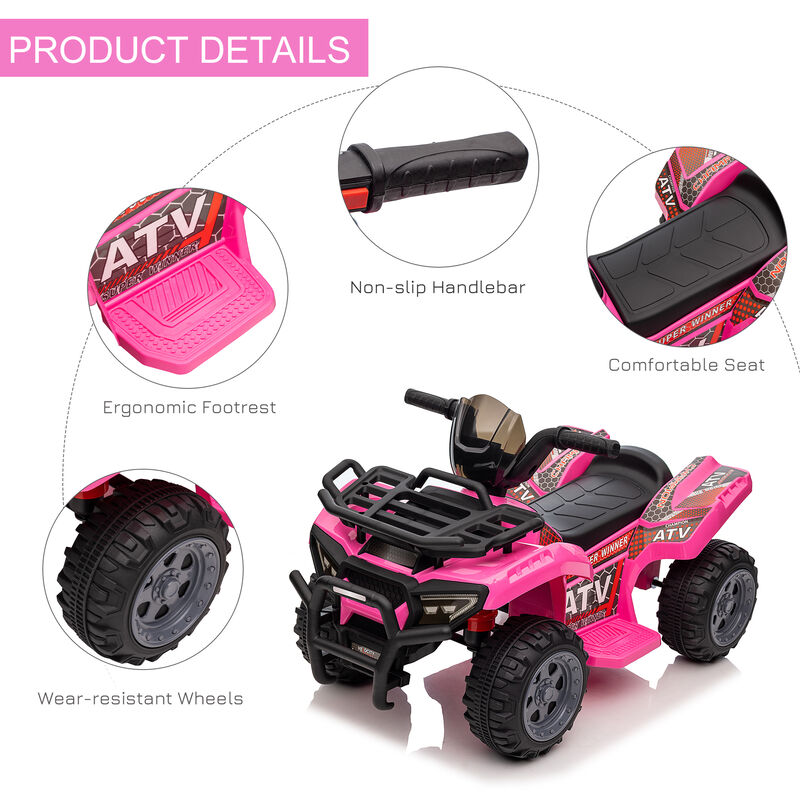 BreeBe 6V Battery Powered Electric ATV, Quad Four Wheeler Ride On Toy Car w/ LED Headlights image number 4