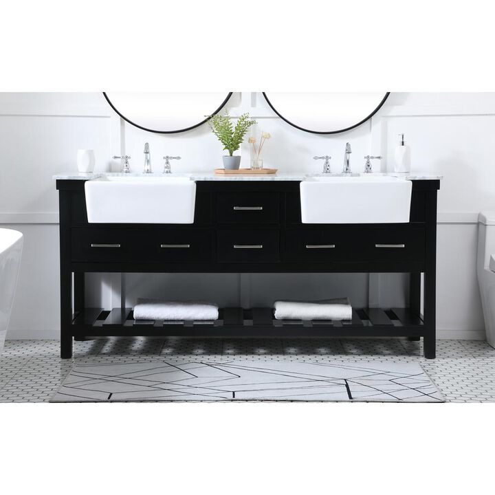 Elegant Kitchen and Bath 72 inch double bathroom vanity in black