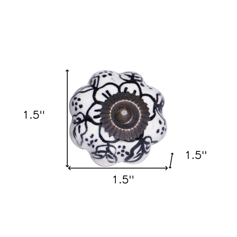 HomeRoots Set of Eight Black And White Ceramic And Metal Drawer Pull Knobs image number 4