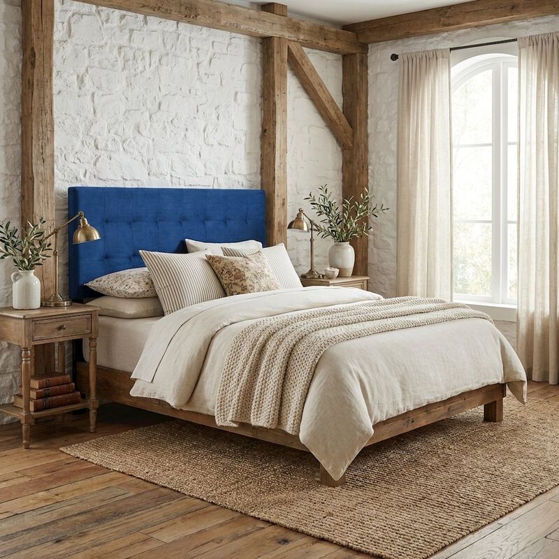 Blue Performance Velvet Headboard, Queen Tufted Design, Durable Upholstery image number 2