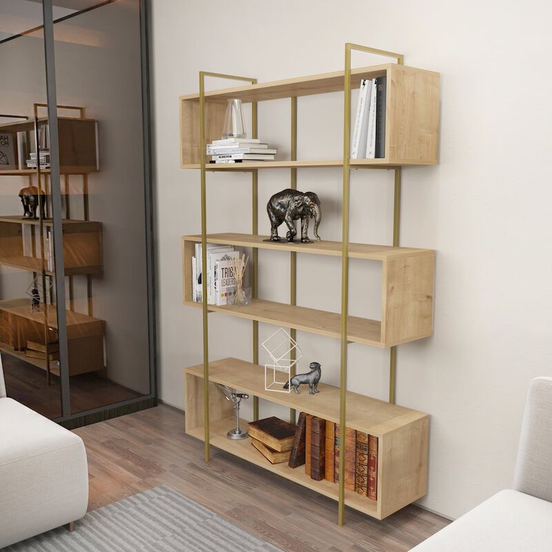 Decorotika Bruti Bookcase Sapphire Oak Gold