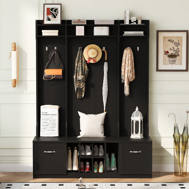 Merax Bench with Coat Rack Entryway Hall Tree