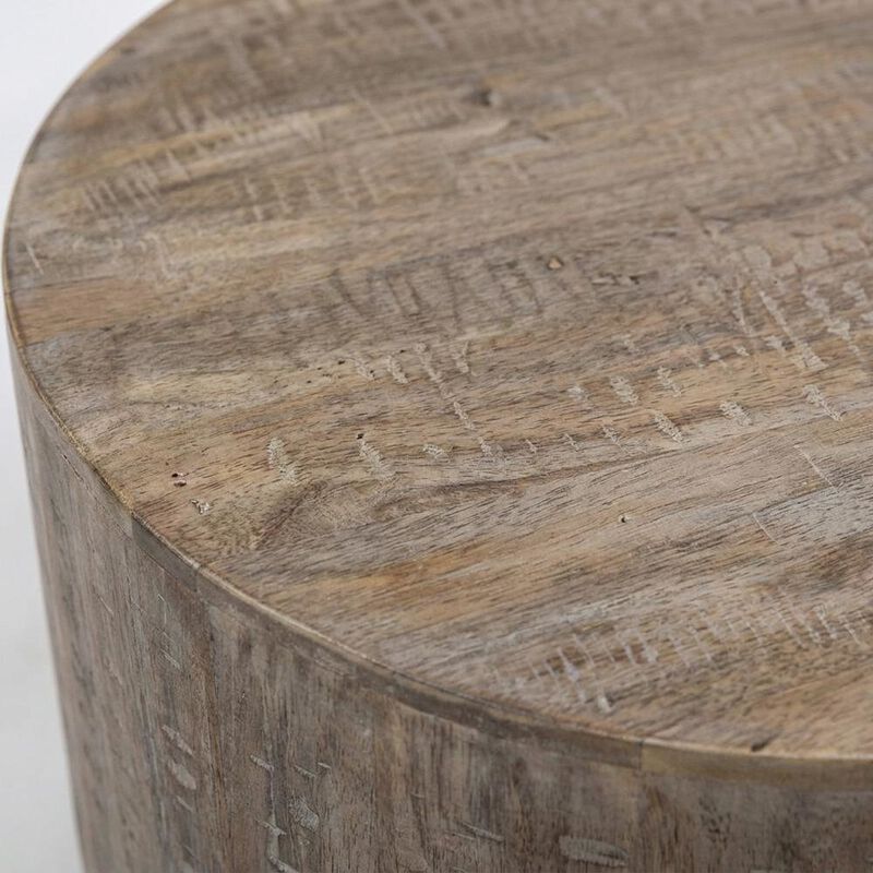 Starlight Canyon Home Mango Wood Round Coffee Table with Drum Base for Living Room image number 5