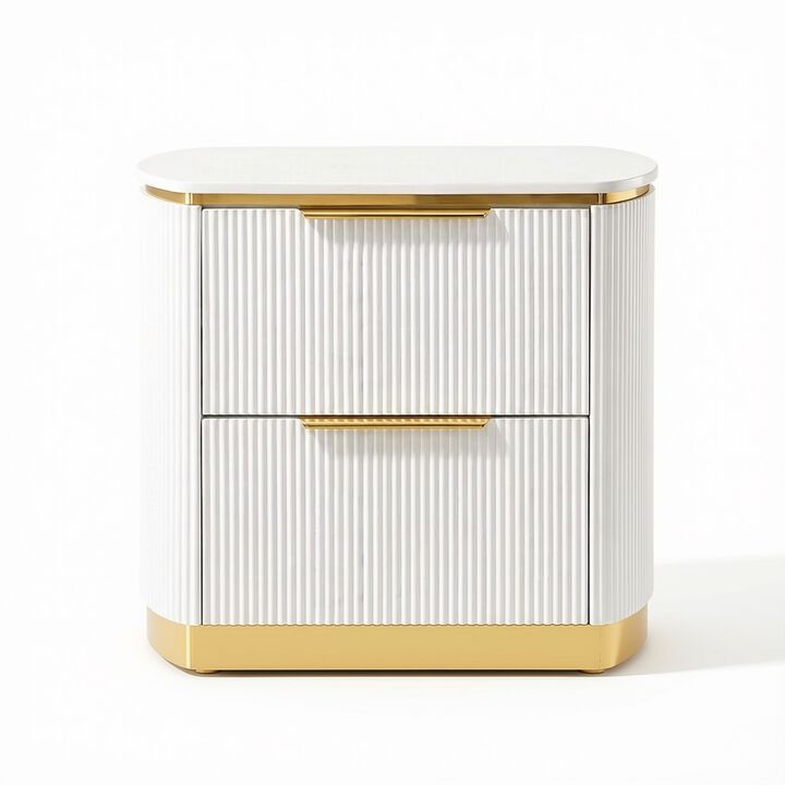 Giovanni Nightstand with 2 Drawers and Fluted Fronts