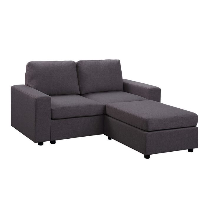 Welsey 95 Inch Modern Reversible Sectional Loveseat with Chaise, Dark Gray-Benzara