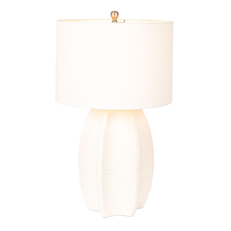 Stoneware Table Lamp with Sculpted Edge, Ivory Glaze image number 4