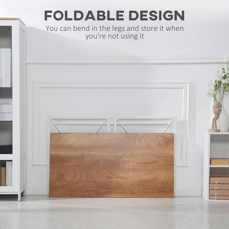 Natural Study Space: 47.25" Folding Laptop Table with Metal Frame