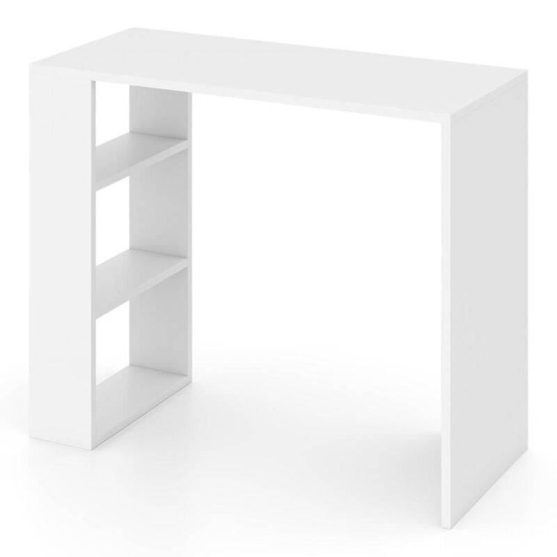 Hivvago 36 Inch White Computer Desk with 3 Open Shelves for Home Office Study