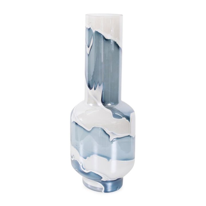 Howard Elliott Glacier Bay Layered Cylindrical Glass Vase- Tall