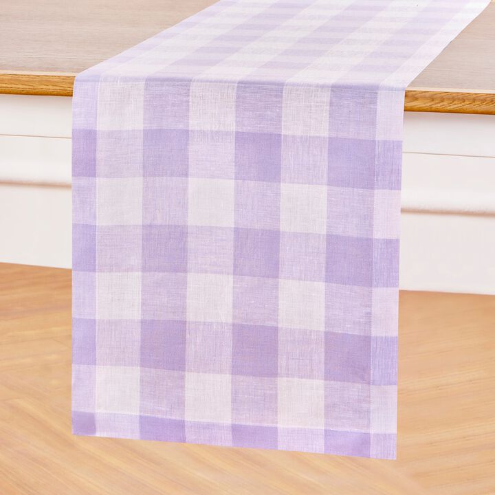 Solino Home Buffalo Check 100% Linen Table Runner &ndash; Handcrafted, Machine Washable, Perfect for Holiday and Everyday Dining