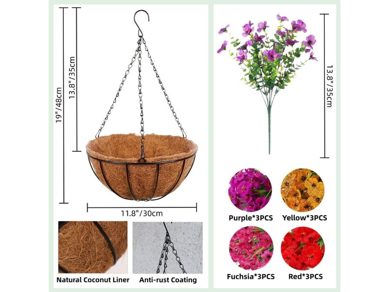Green Artificial Hanging Eucalyptus Flowers UV Resistant Outdoor Garden Porch image number 2