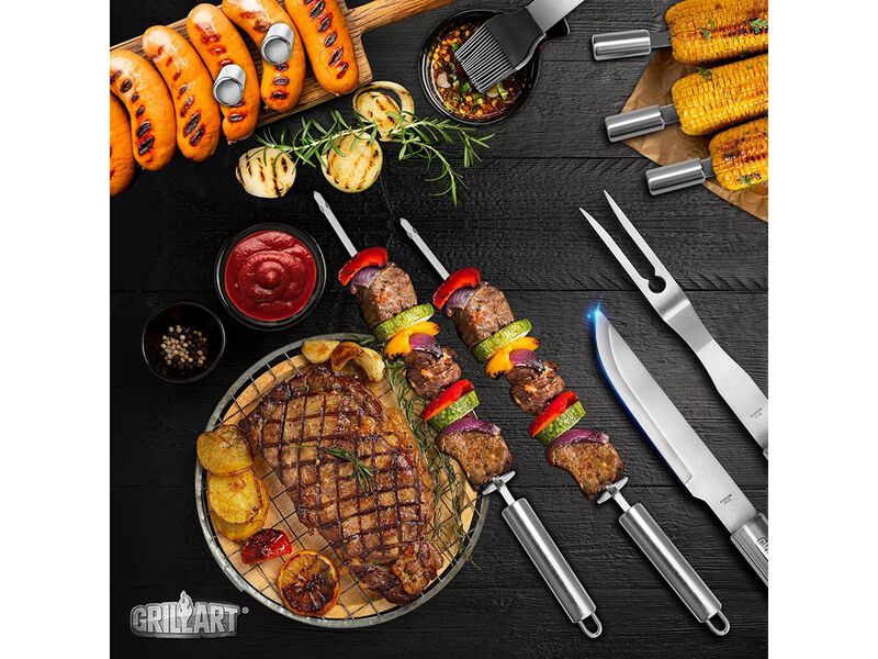 GRILLART BBQ Grill Utensil Tools Set Reinforced BBQ Tongs