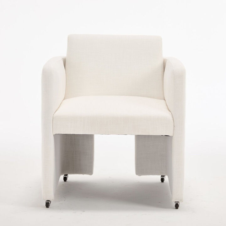 Envelor Modern Velvet Upholstered Barrel Accent Chair with Solid Wood Legs