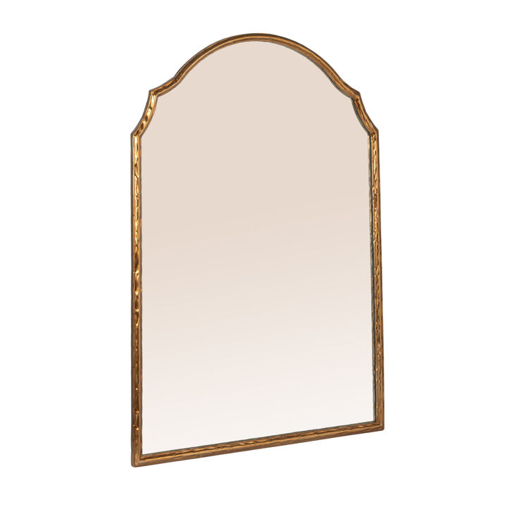 Framed Wall Mirror with Detailed Trim, Gold