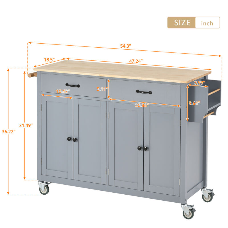 ELEMENT ACE Versatile Kitchen Island Cart with Adjustable Storage Shelves and Durable Solid Wood Top image number 2