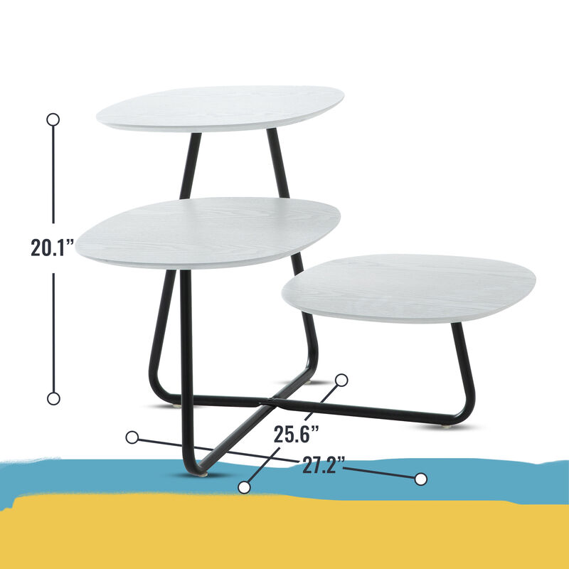 LeisureMod Hazelton Multi Wood Top Side Table with Stainless Steel Frame &ndash; Modern Accent Table for Living Room, Bedroom, and Contemporary Spaces