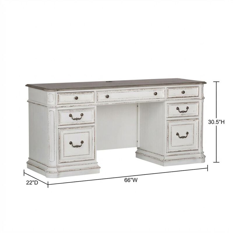 Liberty Furniture Antique White Credenza with Weathered Finish and Rubberwood Construction image number 6