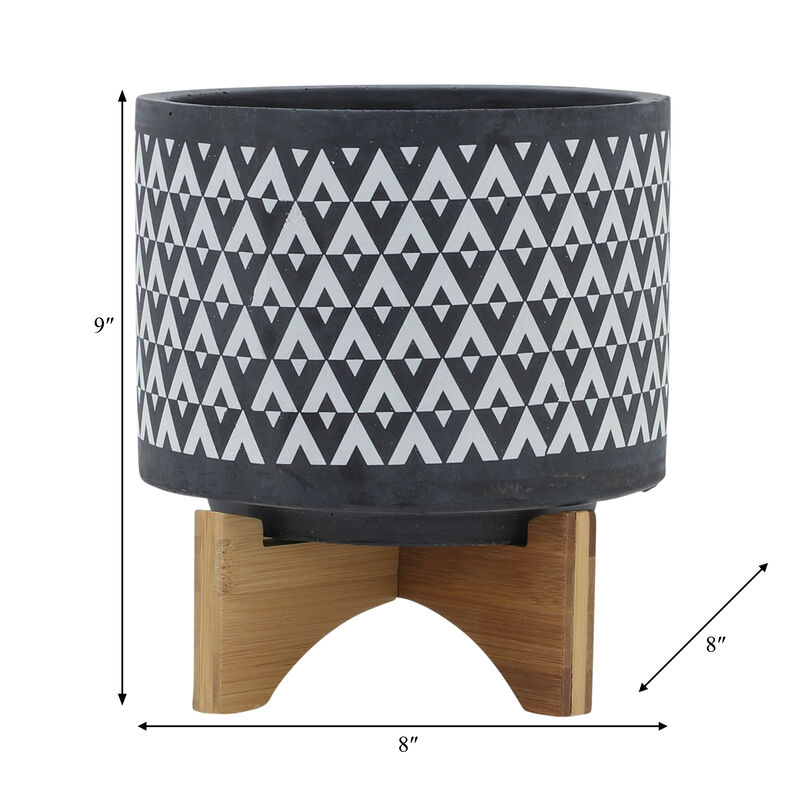 Aztec Planter w/Wooden Stand