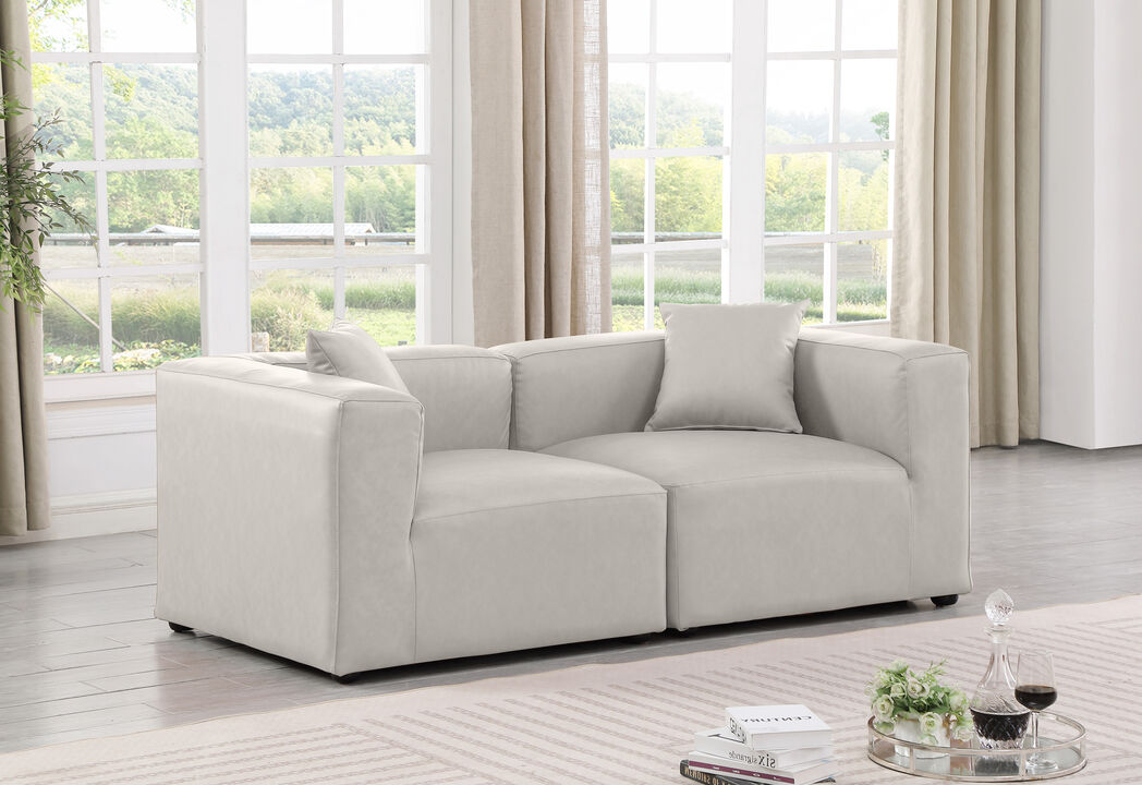 Meridian Furniture Cube Cream Vegan Leather Modular Sofa